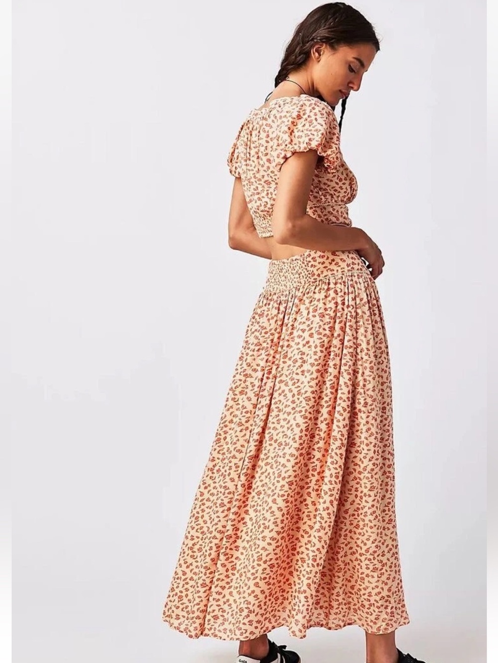 Free People Floral Orange Pink Easy to Love Skirt Set - Picture 3 of 4